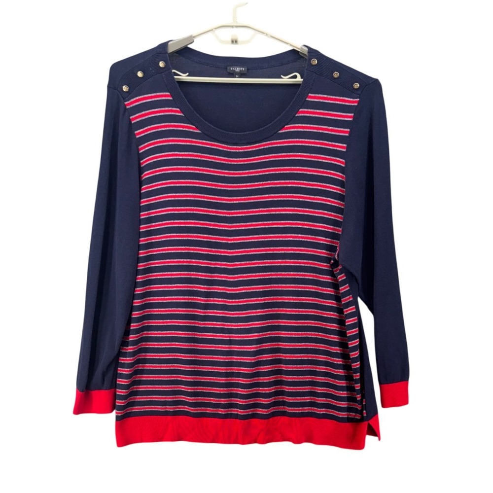Talbots Woman Sweater Size 3x Americana Holiday Party Preppy Nautical Sea Travel